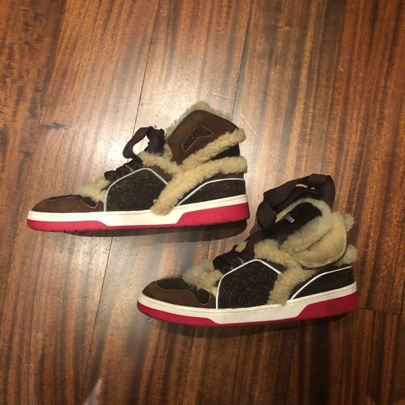 John Galliano Men's Fur-Accented Sneakers